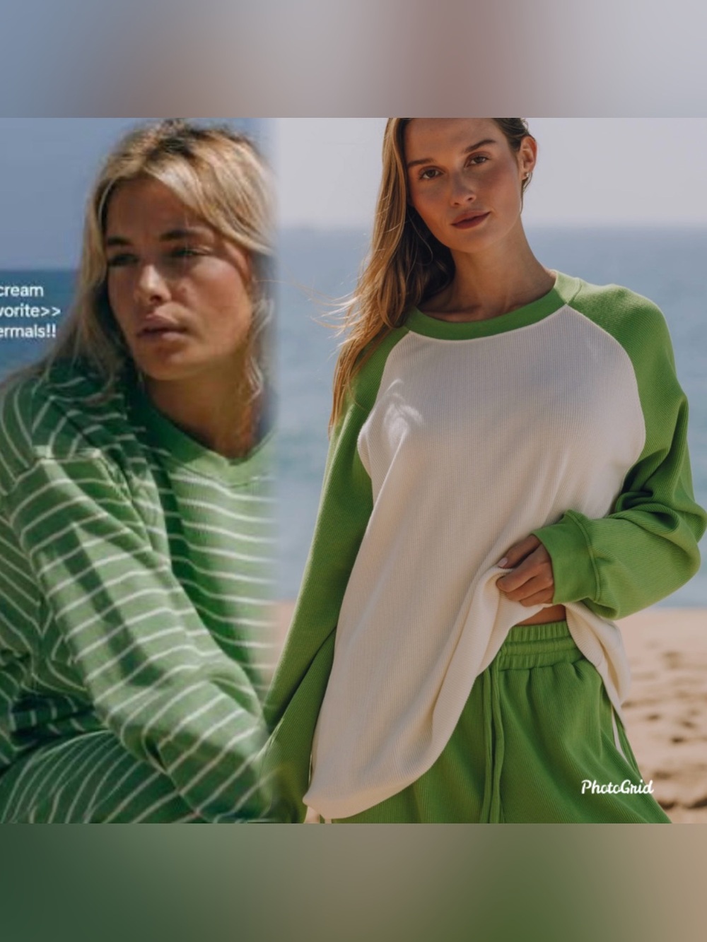 *ISO* Daily Drills Thermal- Raglan OR Striped Crew, Lucky+Cream, sz M/L!